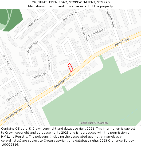 29, STRATHEDEN ROAD, STOKE-ON-TRENT, ST6 7PD: Location map and indicative extent of plot