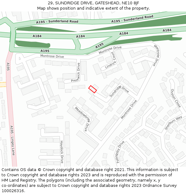 29, SUNDRIDGE DRIVE, GATESHEAD, NE10 8JF: Location map and indicative extent of plot