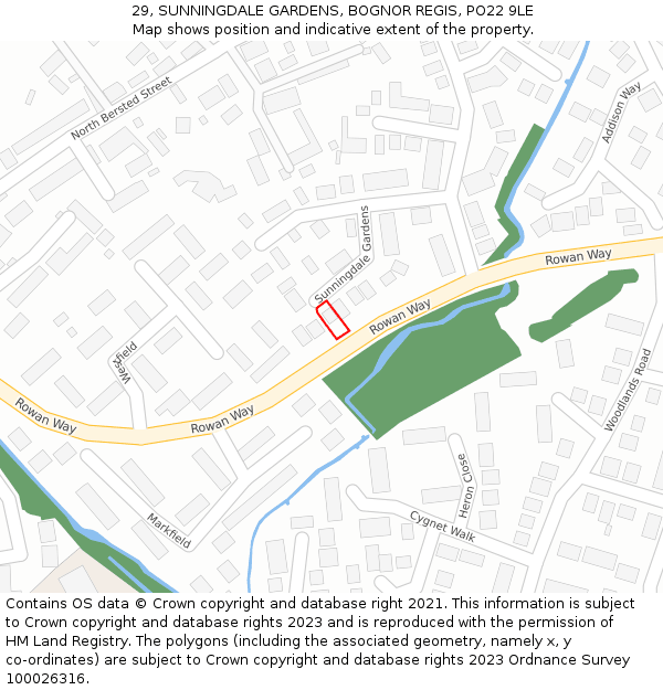 29, SUNNINGDALE GARDENS, BOGNOR REGIS, PO22 9LE: Location map and indicative extent of plot