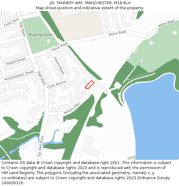 29, TANNERY WAY, MANCHESTER, M18 8LH: Location map and indicative extent of plot