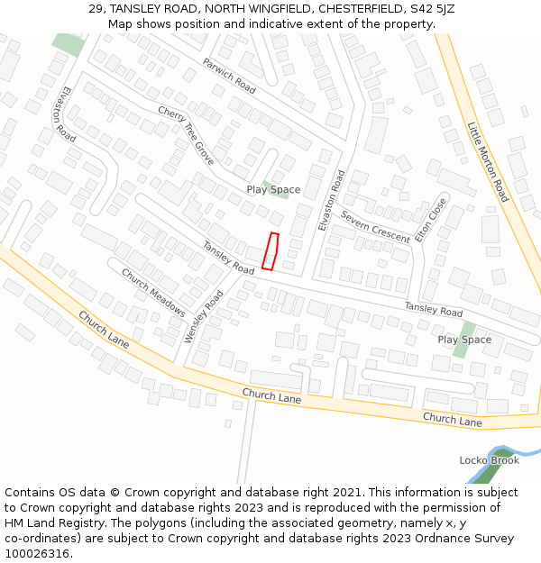 29, TANSLEY ROAD, NORTH WINGFIELD, CHESTERFIELD, S42 5JZ: Location map and indicative extent of plot