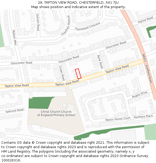 29, TAPTON VIEW ROAD, CHESTERFIELD, S41 7JU: Location map and indicative extent of plot