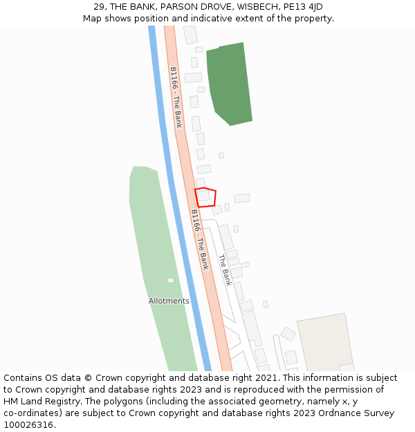 29, THE BANK, PARSON DROVE, WISBECH, PE13 4JD: Location map and indicative extent of plot