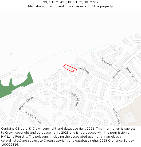 29, THE CHASE, BURNLEY, BB12 0EY: Location map and indicative extent of plot