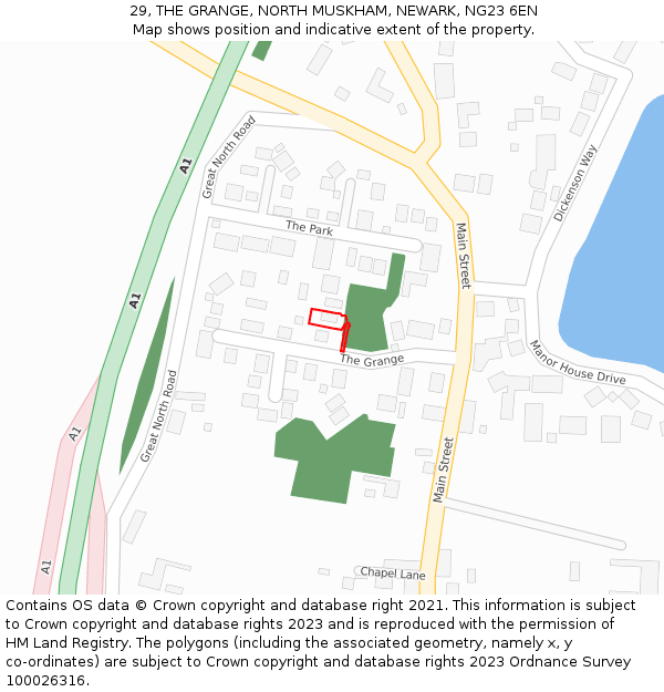 29, THE GRANGE, NORTH MUSKHAM, NEWARK, NG23 6EN: Location map and indicative extent of plot