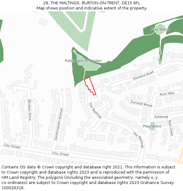 29, THE MALTINGS, BURTON-ON-TRENT, DE15 9FL: Location map and indicative extent of plot