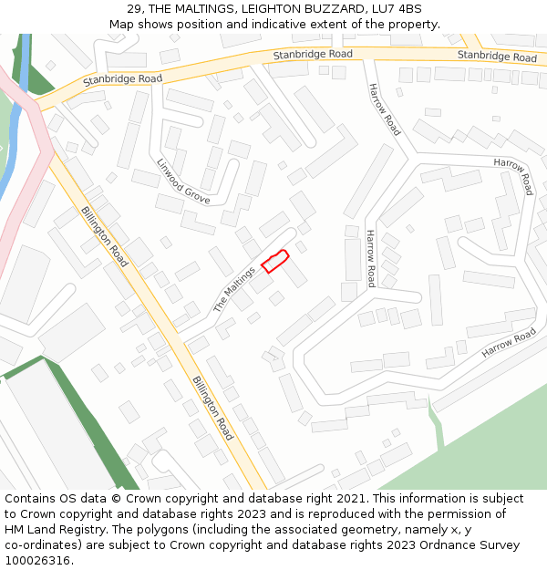 29, THE MALTINGS, LEIGHTON BUZZARD, LU7 4BS: Location map and indicative extent of plot