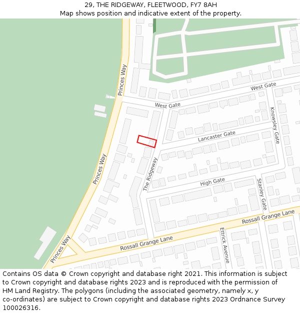 29, THE RIDGEWAY, FLEETWOOD, FY7 8AH: Location map and indicative extent of plot