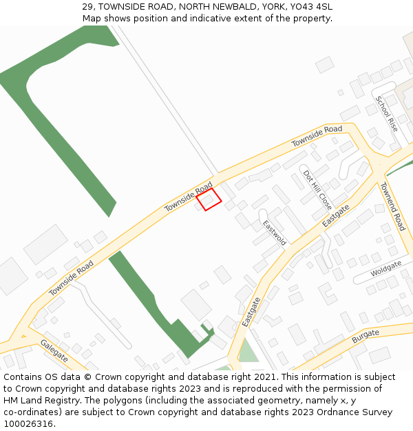 29, TOWNSIDE ROAD, NORTH NEWBALD, YORK, YO43 4SL: Location map and indicative extent of plot