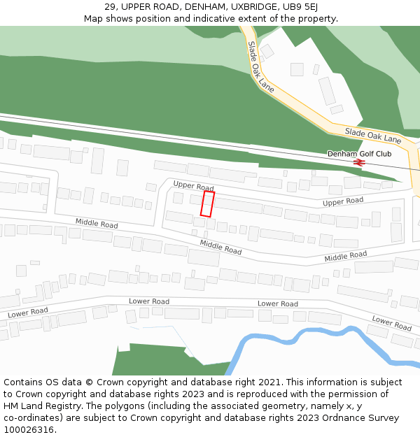 29, UPPER ROAD, DENHAM, UXBRIDGE, UB9 5EJ: Location map and indicative extent of plot