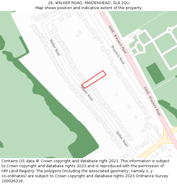 29, WALKER ROAD, MAIDENHEAD, SL6 2QU: Location map and indicative extent of plot