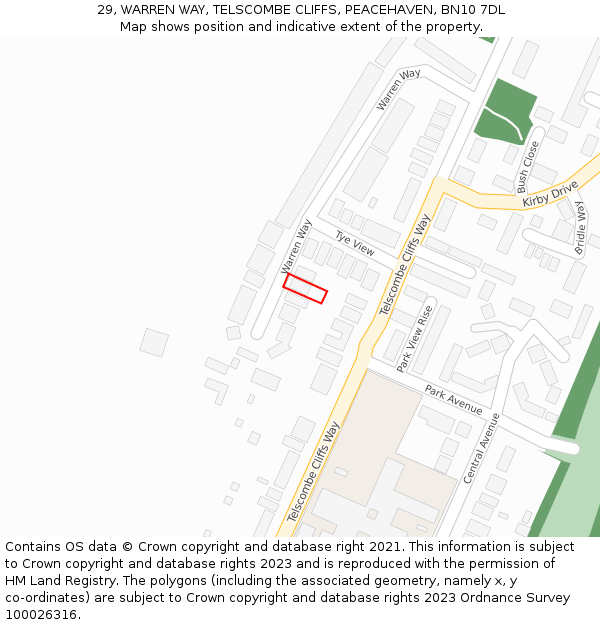 29, WARREN WAY, TELSCOMBE CLIFFS, PEACEHAVEN, BN10 7DL: Location map and indicative extent of plot