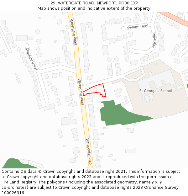 29, WATERGATE ROAD, NEWPORT, PO30 1XP: Location map and indicative extent of plot