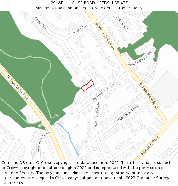 29, WELL HOUSE ROAD, LEEDS, LS8 4BS: Location map and indicative extent of plot