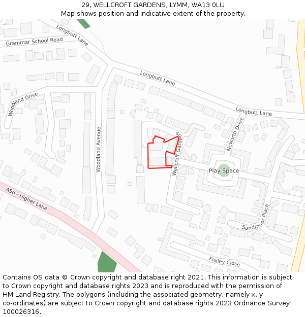 29, WELLCROFT GARDENS, LYMM, WA13 0LU: Location map and indicative extent of plot