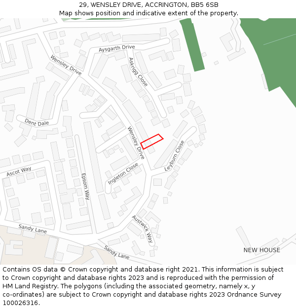 29, WENSLEY DRIVE, ACCRINGTON, BB5 6SB: Location map and indicative extent of plot