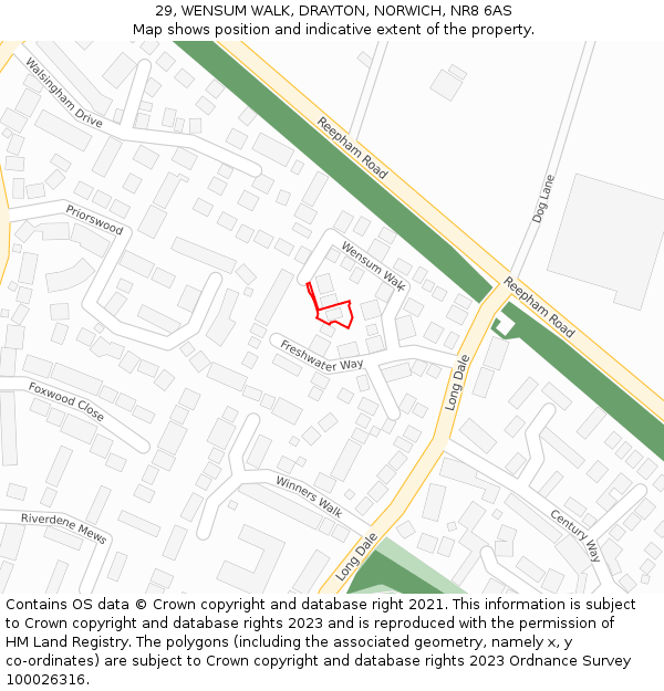 29, WENSUM WALK, DRAYTON, NORWICH, NR8 6AS: Location map and indicative extent of plot
