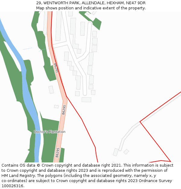 29, WENTWORTH PARK, ALLENDALE, HEXHAM, NE47 9DR: Location map and indicative extent of plot