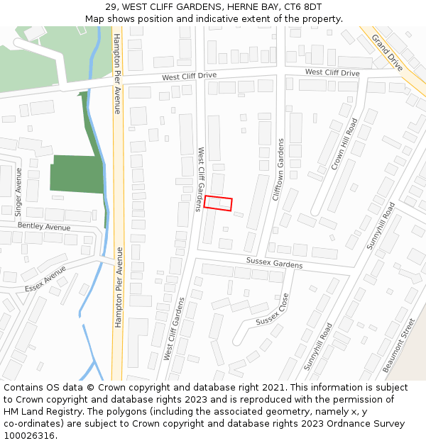 29, WEST CLIFF GARDENS, HERNE BAY, CT6 8DT: Location map and indicative extent of plot