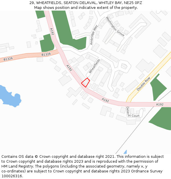 29, WHEATFIELDS, SEATON DELAVAL, WHITLEY BAY, NE25 0PZ: Location map and indicative extent of plot