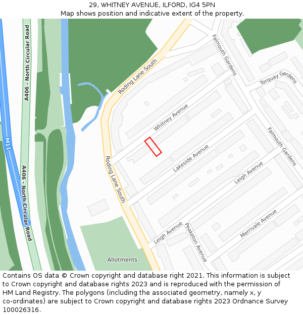 29, WHITNEY AVENUE, ILFORD, IG4 5PN: Location map and indicative extent of plot