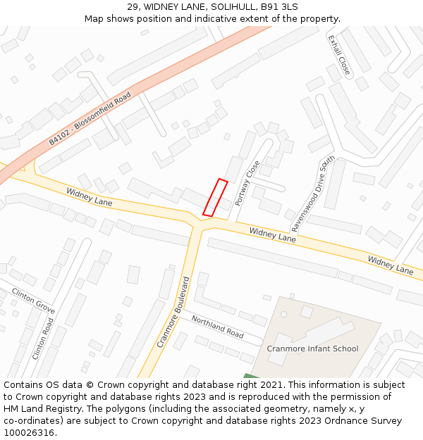 29, WIDNEY LANE, SOLIHULL, B91 3LS: Location map and indicative extent of plot