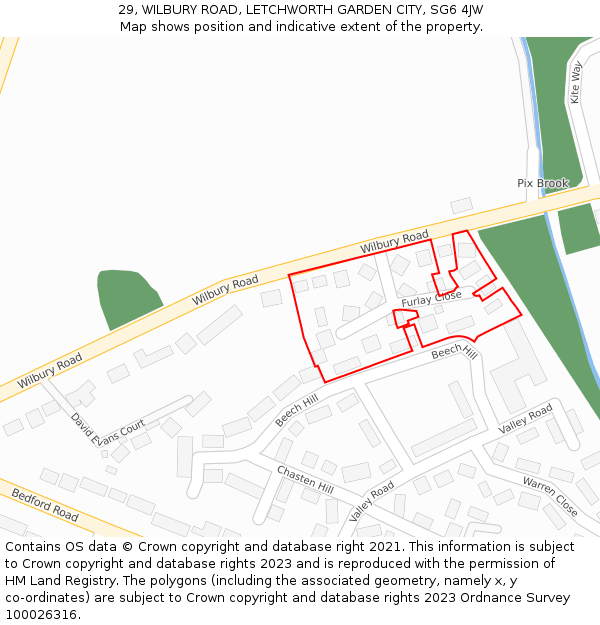 29, WILBURY ROAD, LETCHWORTH GARDEN CITY, SG6 4JW: Location map and indicative extent of plot