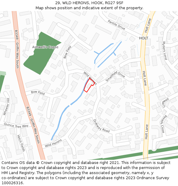 29, WILD HERONS, HOOK, RG27 9SF: Location map and indicative extent of plot