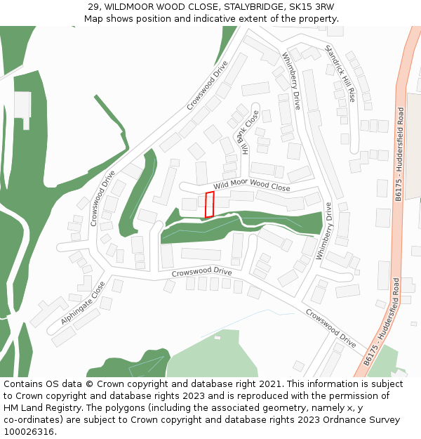 29, WILDMOOR WOOD CLOSE, STALYBRIDGE, SK15 3RW: Location map and indicative extent of plot