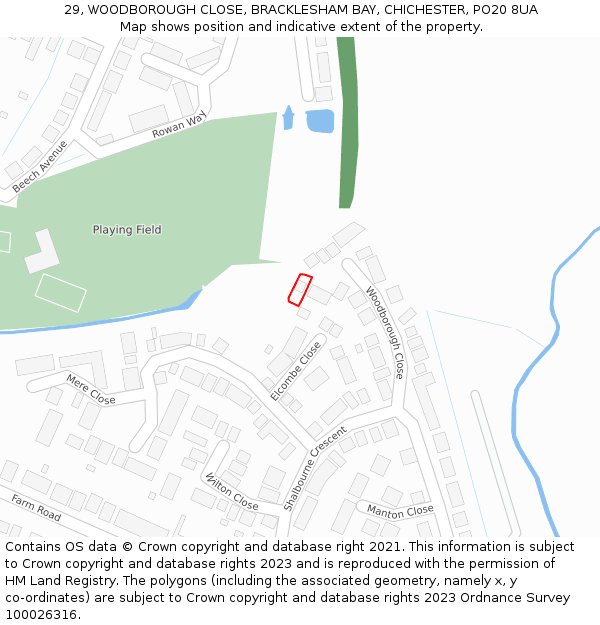 29, WOODBOROUGH CLOSE, BRACKLESHAM BAY, CHICHESTER, PO20 8UA: Location map and indicative extent of plot