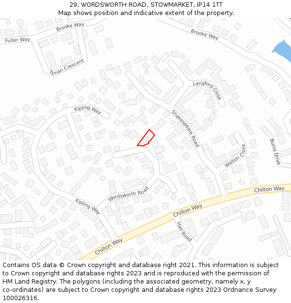 29, WORDSWORTH ROAD, STOWMARKET, IP14 1TT: Location map and indicative extent of plot