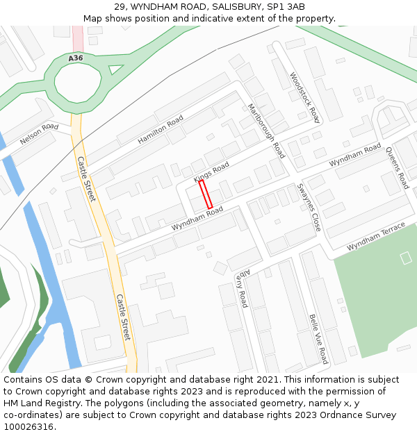 29, WYNDHAM ROAD, SALISBURY, SP1 3AB: Location map and indicative extent of plot