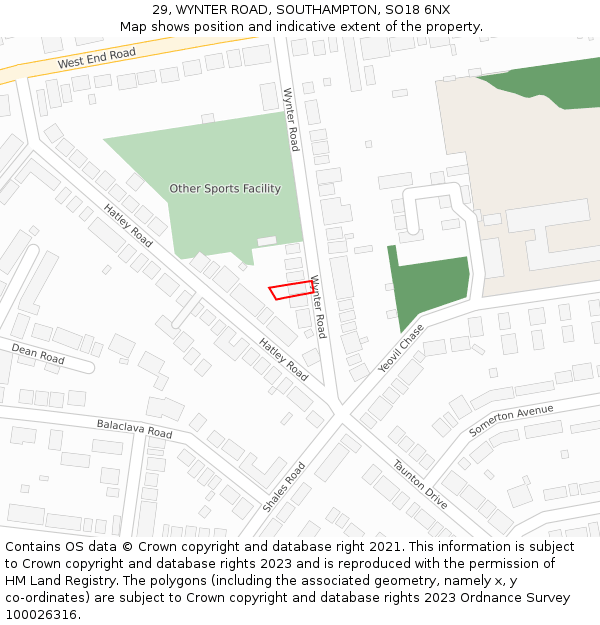 29, WYNTER ROAD, SOUTHAMPTON, SO18 6NX: Location map and indicative extent of plot