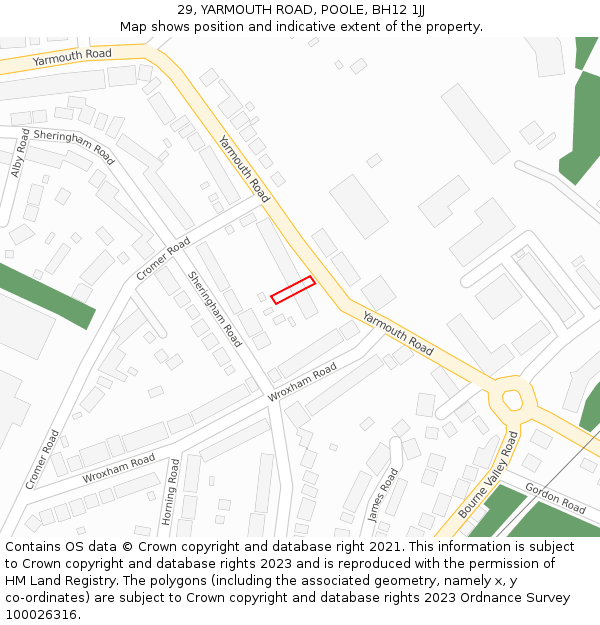 29, YARMOUTH ROAD, POOLE, BH12 1JJ: Location map and indicative extent of plot