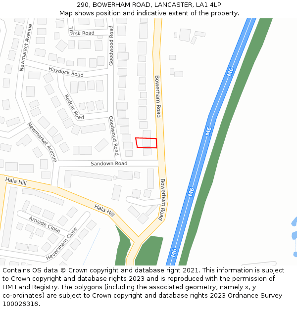 290, BOWERHAM ROAD, LANCASTER, LA1 4LP: Location map and indicative extent of plot
