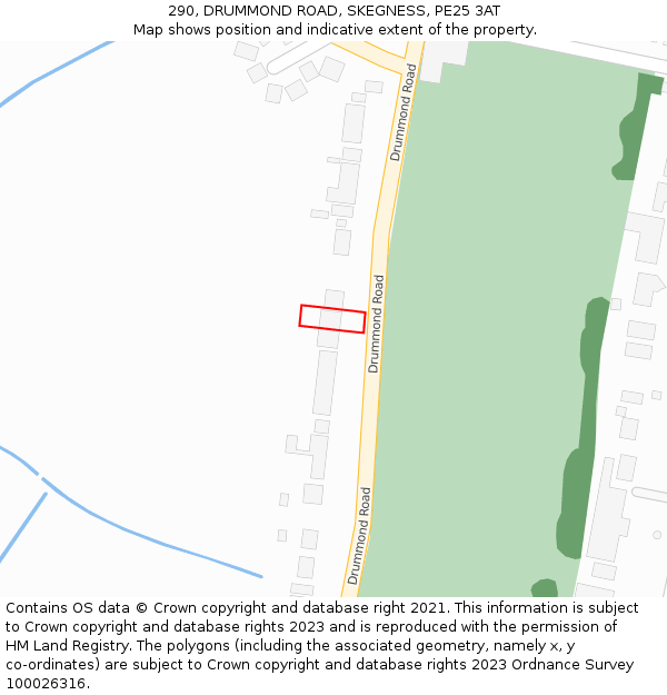 290, DRUMMOND ROAD, SKEGNESS, PE25 3AT: Location map and indicative extent of plot