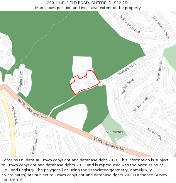 290, HURLFIELD ROAD, SHEFFIELD, S12 2SL: Location map and indicative extent of plot