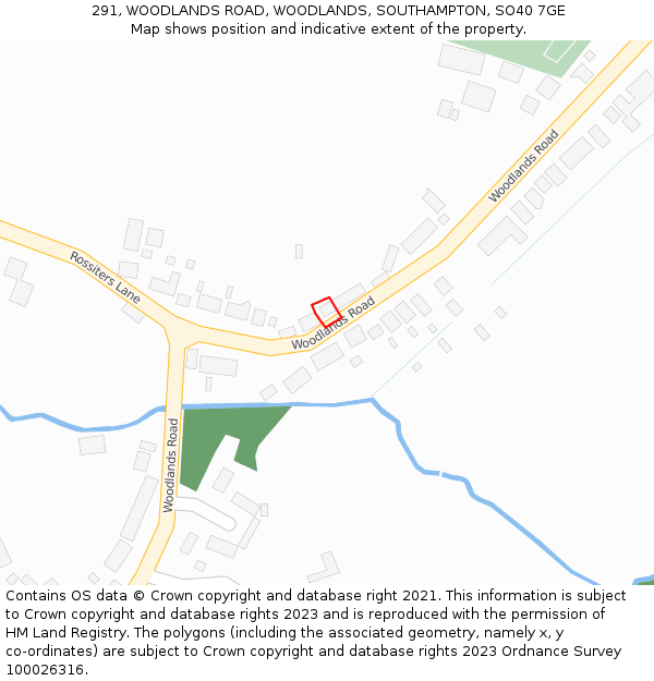 291, WOODLANDS ROAD, WOODLANDS, SOUTHAMPTON, SO40 7GE: Location map and indicative extent of plot