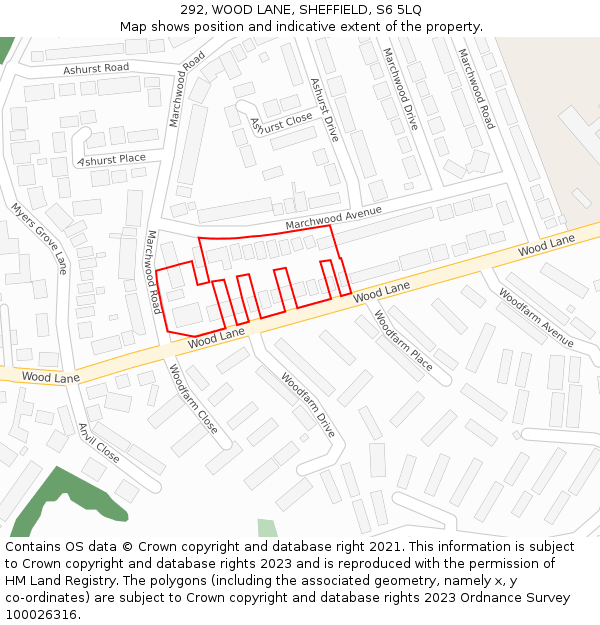 292, WOOD LANE, SHEFFIELD, S6 5LQ: Location map and indicative extent of plot