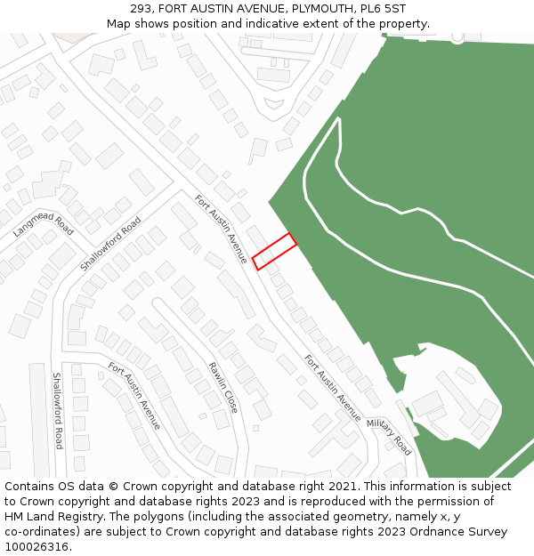 293, FORT AUSTIN AVENUE, PLYMOUTH, PL6 5ST: Location map and indicative extent of plot