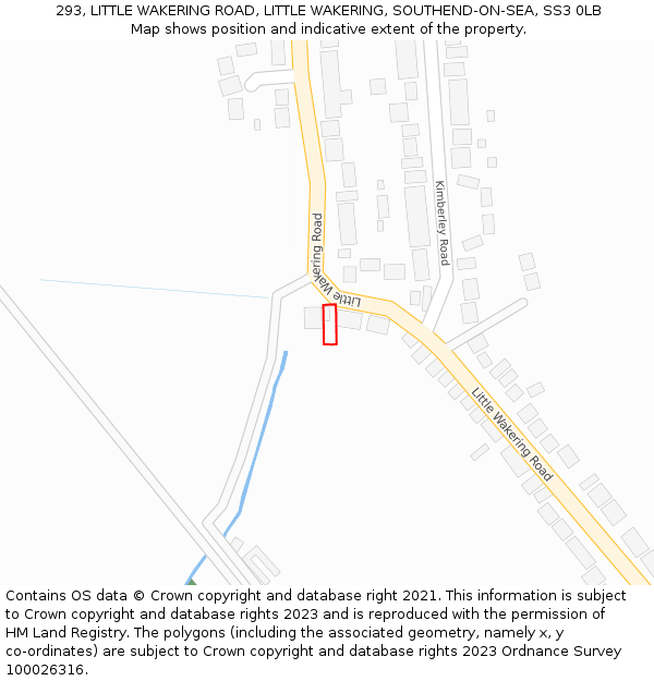 293, LITTLE WAKERING ROAD, LITTLE WAKERING, SOUTHEND-ON-SEA, SS3 0LB: Location map and indicative extent of plot