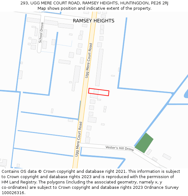 293, UGG MERE COURT ROAD, RAMSEY HEIGHTS, HUNTINGDON, PE26 2RJ: Location map and indicative extent of plot