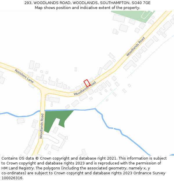 293, WOODLANDS ROAD, WOODLANDS, SOUTHAMPTON, SO40 7GE: Location map and indicative extent of plot