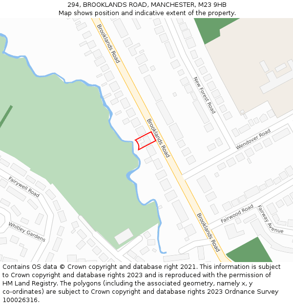 294, BROOKLANDS ROAD, MANCHESTER, M23 9HB: Location map and indicative extent of plot