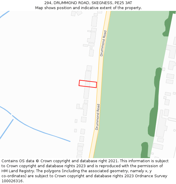 294, DRUMMOND ROAD, SKEGNESS, PE25 3AT: Location map and indicative extent of plot