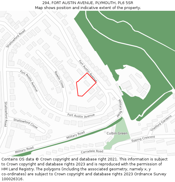 294, FORT AUSTIN AVENUE, PLYMOUTH, PL6 5SR: Location map and indicative extent of plot