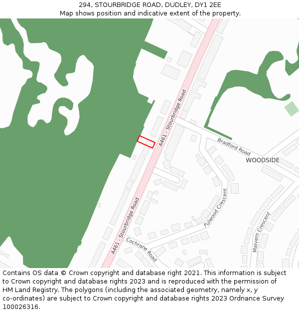 294, STOURBRIDGE ROAD, DUDLEY, DY1 2EE: Location map and indicative extent of plot