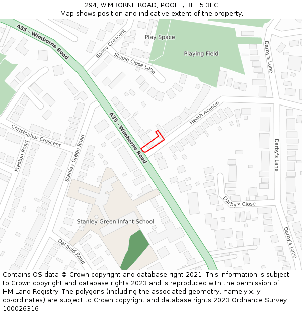 294, WIMBORNE ROAD, POOLE, BH15 3EG: Location map and indicative extent of plot