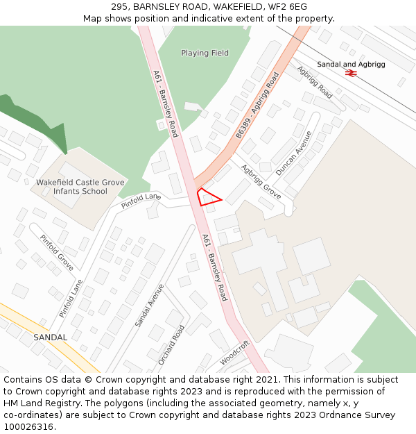 295, BARNSLEY ROAD, WAKEFIELD, WF2 6EG: Location map and indicative extent of plot