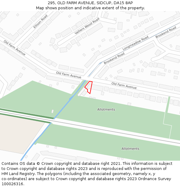 295, OLD FARM AVENUE, SIDCUP, DA15 8AP: Location map and indicative extent of plot